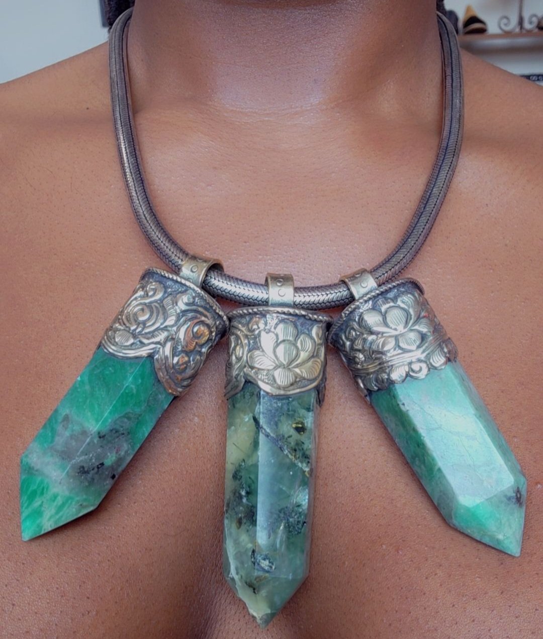 Image of EB Goddess Neckpieces: Malachite Chrysocolla