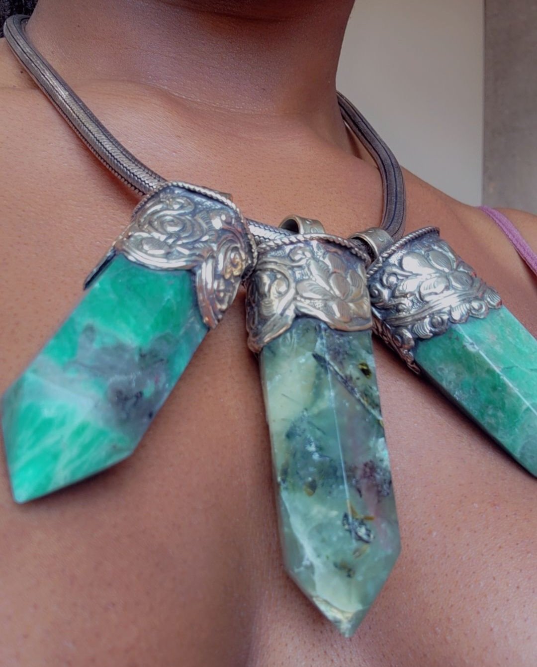 Image of EB Goddess Neckpieces: Malachite Chrysocolla