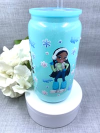 Image 4 of Fashion girl shimmer 16oz glass can tumbler 