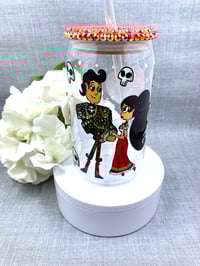 Image 2 of Book of life Maria and Monolo bling lid 16oz plastic tumbler 