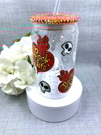 Image 3 of Book of life Maria and Monolo bling lid 16oz plastic tumbler 