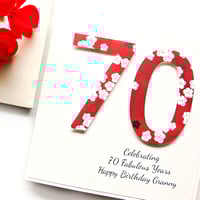Image 2 of Birthday Card for Her. Number Happy Birthday Card. Red