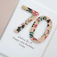 Image 3 of Birthday Card for Her. Number Happy Birthday Card. Peach.