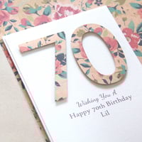 Image 1 of Birthday Card for Her. Number Happy Birthday Card. Peach.