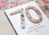 Image 7 of Birthday Card for Her. Number Happy Birthday Card. Peach.