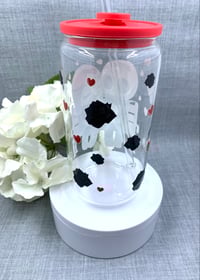 Image 3 of Jack and Sally 16oz glass can tumbler with silicone lid 
