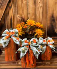 Image 4 of Green Gingham Wooden Pumpkin Trio