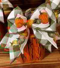 Image 3 of Green Gingham Pumpkin Trio – Rustic Halloween Edition