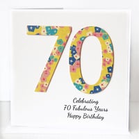 Image 2 of 70th Birthday Card. Personalised 70 Birthday Card. 8 Designs.