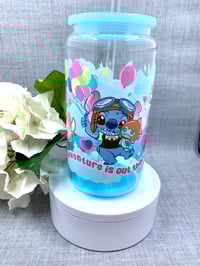 Image 2 of Stitch Adventure ombre 16oz glass can tumbler 