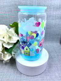 Image 4 of Stitch Adventure ombre 16oz glass can tumbler 