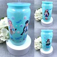 Image 1 of Fashion girl shimmer 16oz glass can tumbler 