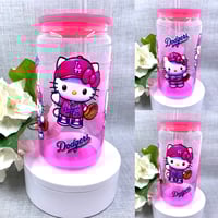 Image 1 of Dodgers x kitty 16 Oz ombre glass can 