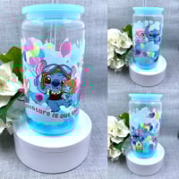 Image 1 of Stitch Adventure ombre 16oz glass can tumbler 