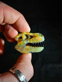 Image 3 of Ns yellow T-rex skull pendant. (Mini)