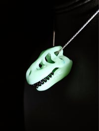 Image 1 of Mint T-rex skull pendant. (mini)