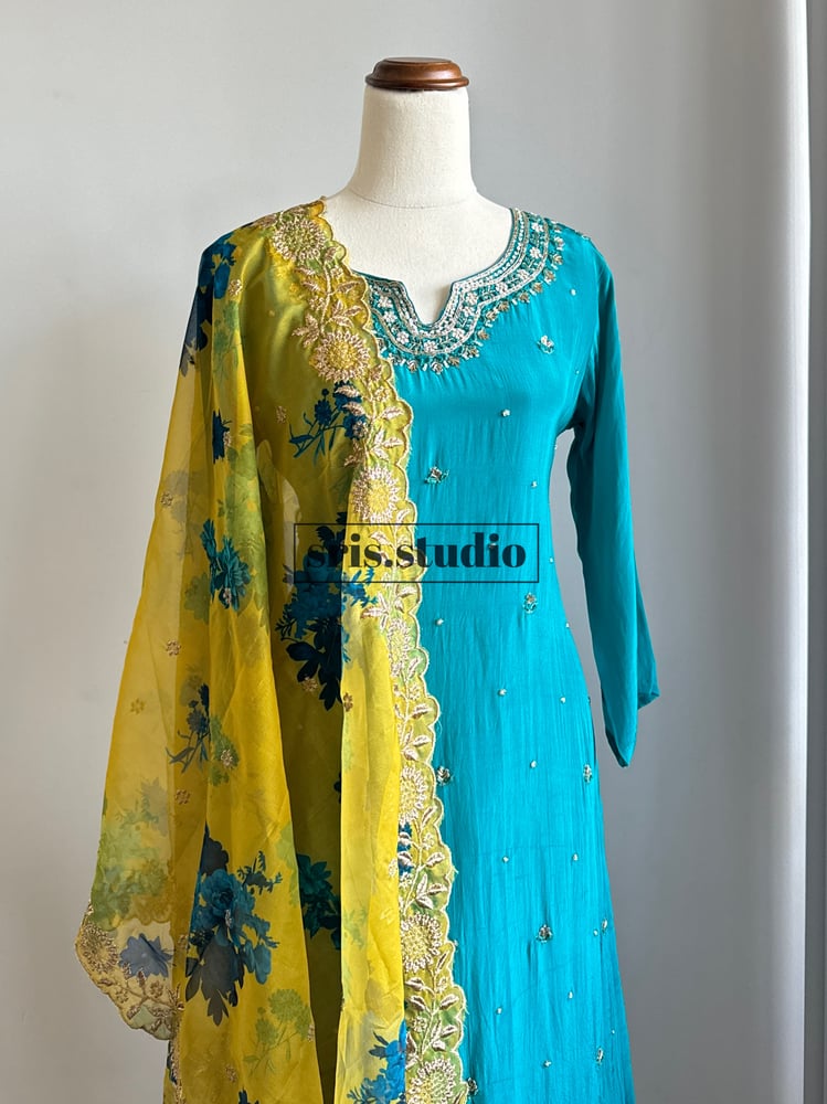 Image of Silk kurti three piece set