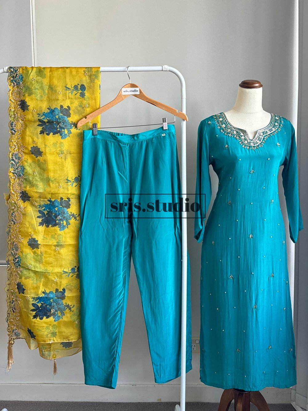 Image of Silk kurti three piece set