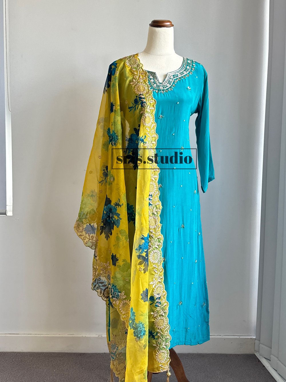 Image of Silk kurti three piece set