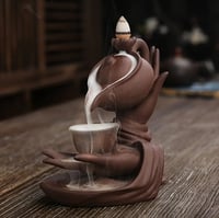 Image 1 of Ceramic Tea Cup in Hand Backflow Incense Burner 