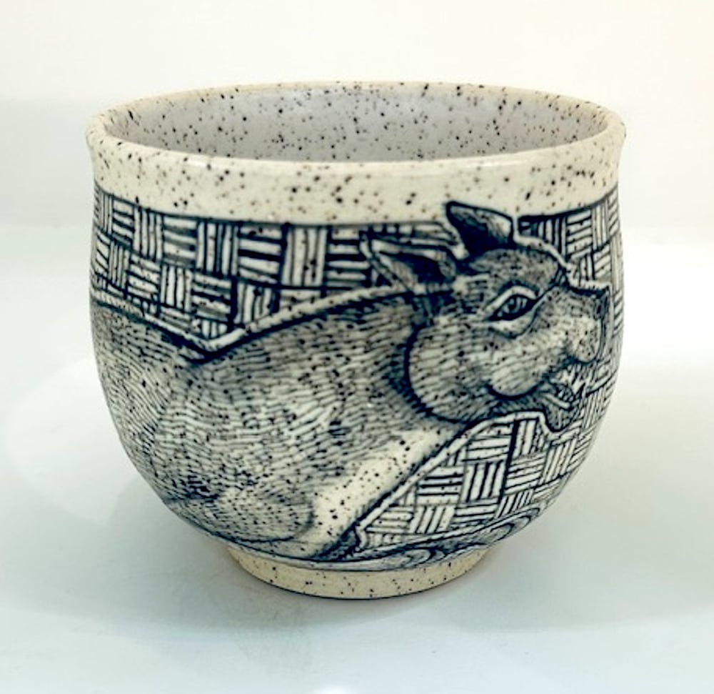 Image of Dog Chawan on Speckled Stoneware