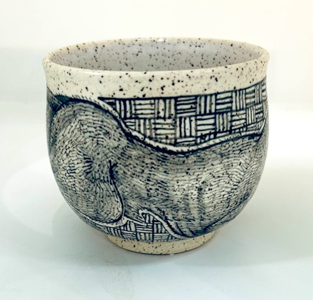 Image of Dog Chawan on Speckled Stoneware