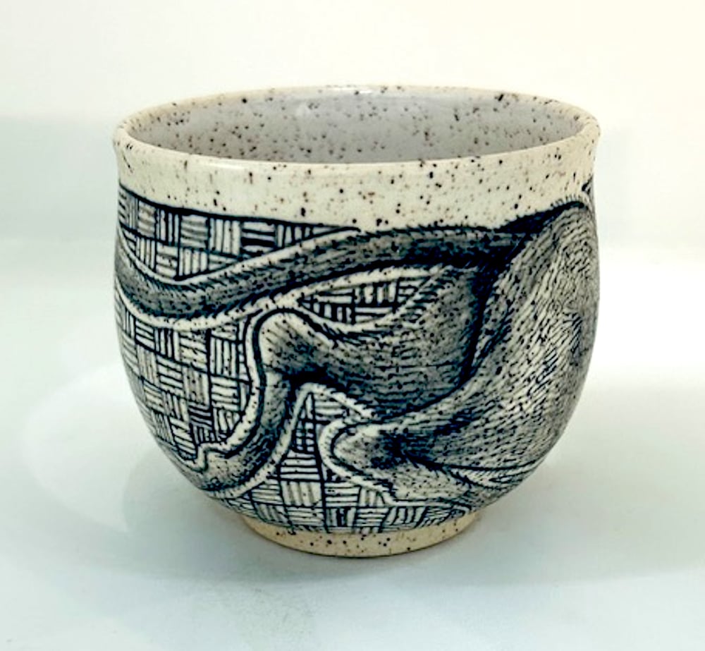 Image of Dog Chawan on Speckled Stoneware