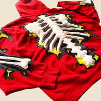 Image 5 of REWORKED CRACKY 3D PUFF SKELETON RED HOODIE SIZE L