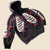 Image 2 of REWORKED CRACKY 3D PUFF SKELETON SUN FADED ZIP HOODIE SIZE XL