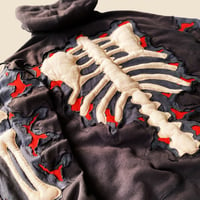 Image 5 of REWORKED CRACKY 3D PUFF SKELETON SUN FADED ZIP HOODIE SIZE XL