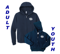 Full Zip Hoodie - Navy with TBS logo