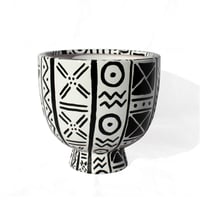 Image 1 of Black and white Bogolanfini Pot - 4-inch