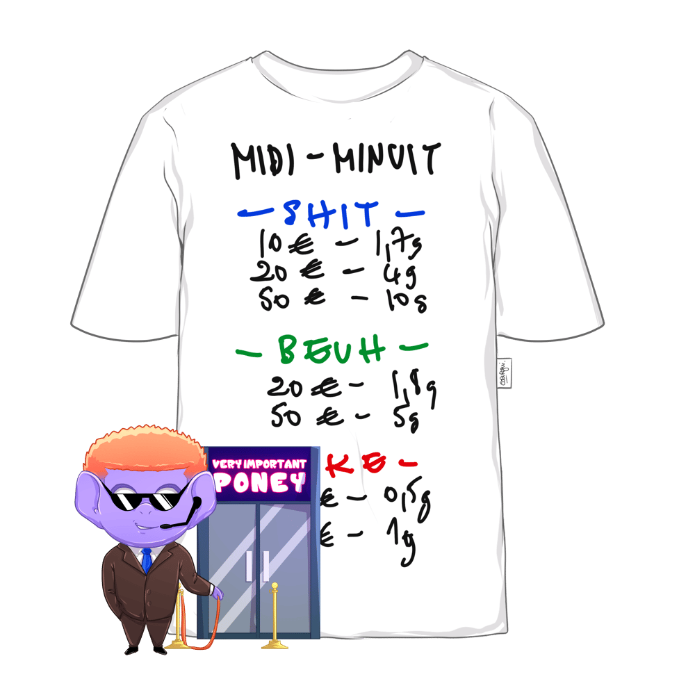 T-Shirt Midi-Minuit blanc.