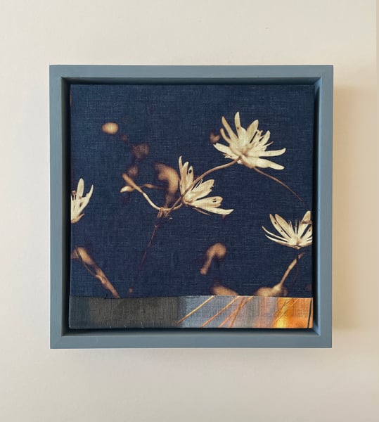 Image of Twiggery flowers - original framed printed fabric wall work