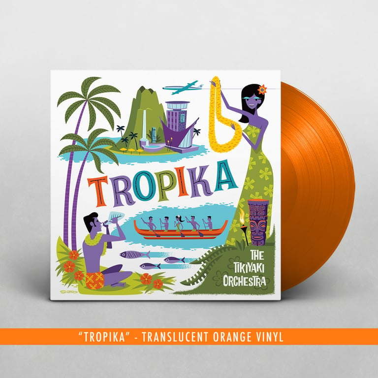 Image of Tikiyaki Orchestra "Tropika  Vinyl and  Ringer T-shirt Bundle - custom SHAG logo