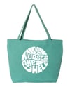 Nurses Are Swell Large Pygment Dyed Canvas Tote Bag - SEAFOAM GREEN