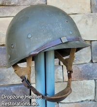 Image 11 of WWII M2 Airborne Helmet 55st PIB D-bale Front Seam Paratrooper Liner Southern France