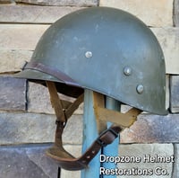 Image 13 of WWII M2 Airborne Helmet 55st PIB D-bale Front Seam Paratrooper Liner Southern France