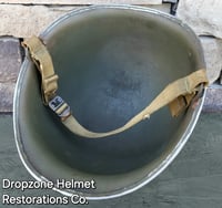 Image 9 of WWII M2 Airborne Helmet 55st PIB D-bale Front Seam Paratrooper Liner Southern France