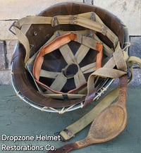 Image 12 of WWII M2 Airborne Helmet 55st PIB D-bale Front Seam Paratrooper Liner Southern France