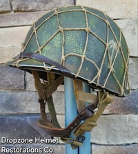 Image 1 of WWII M2 Airborne Helmet 55st PIB D-bale Front Seam Paratrooper Liner Southern France