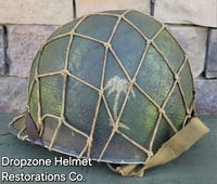 Image 2 of WWII M2 Airborne Helmet 55st PIB D-bale Front Seam Paratrooper Liner Southern France