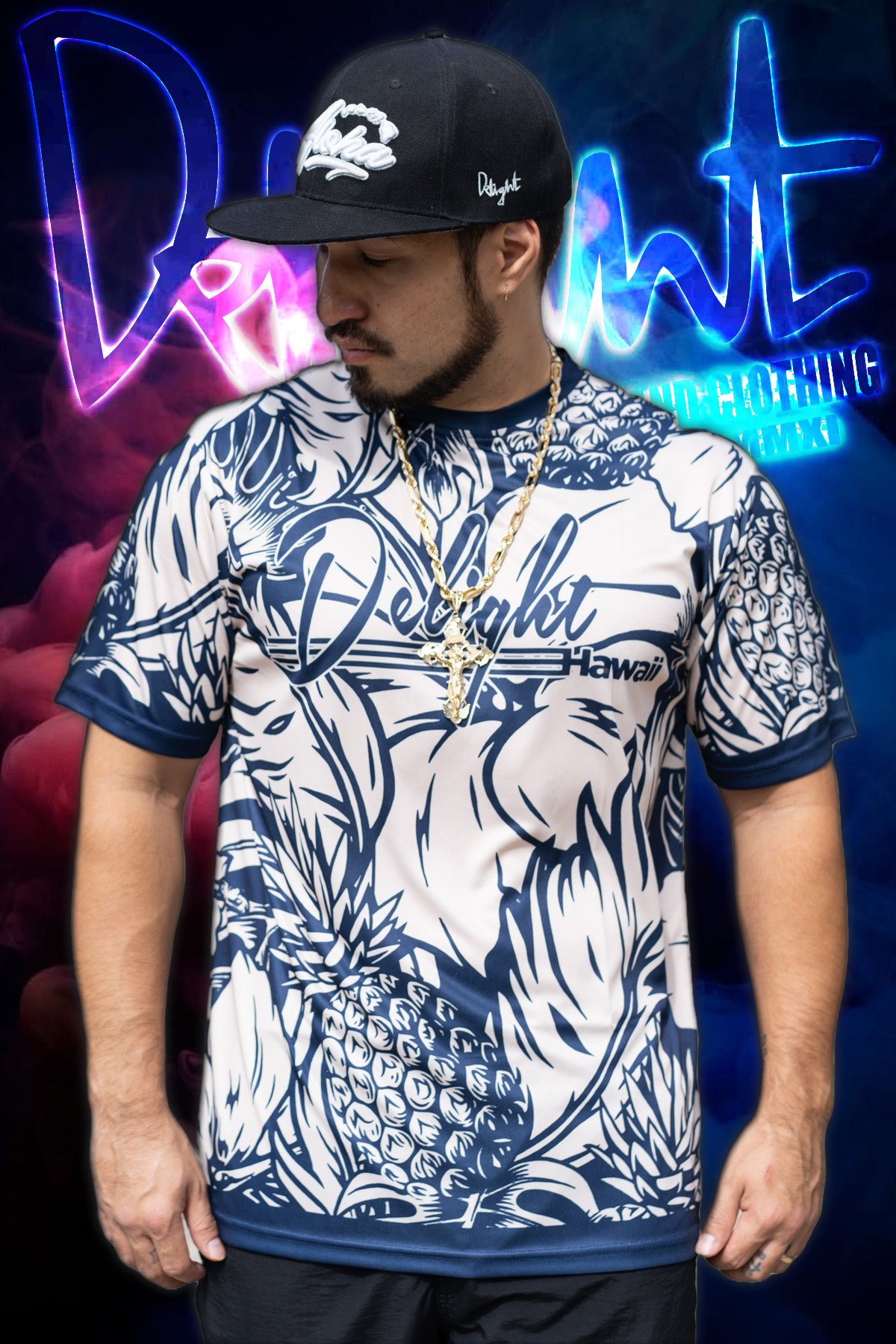 Delight Hawaii - Khaki/Navy Pineapple Jersey