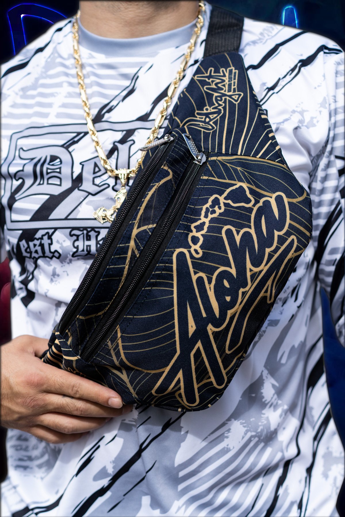 Aloha Islands Fanny Pack - Dark Navy/Gold