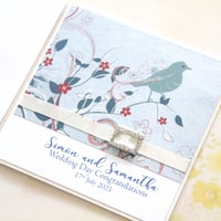 Image 1 of Handmade Wedding Card. Personalised Wedding Card. Congratulations Card. Blue Bird.