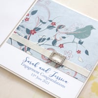 Image 1 of Handmade Engagement Card. Personalised Engagement Card. Blue Bird.