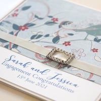 Image 2 of Handmade Engagement Card. Personalised Engagement Card. Blue Bird.