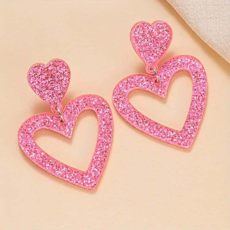 Image of Sparkle heart acrylic earrings 💖