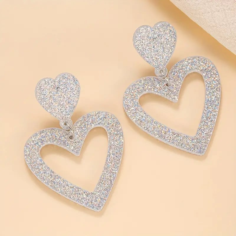 Image of Sparkle heart acrylic earrings 💖