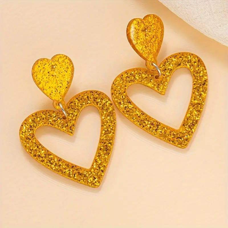 Image of Sparkle heart acrylic earrings 💖